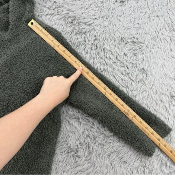 Barefoot Dreams Cozychic Pullover Women's L Spruce Cowl Neck Teddy Boxy - Picture 5 of 10